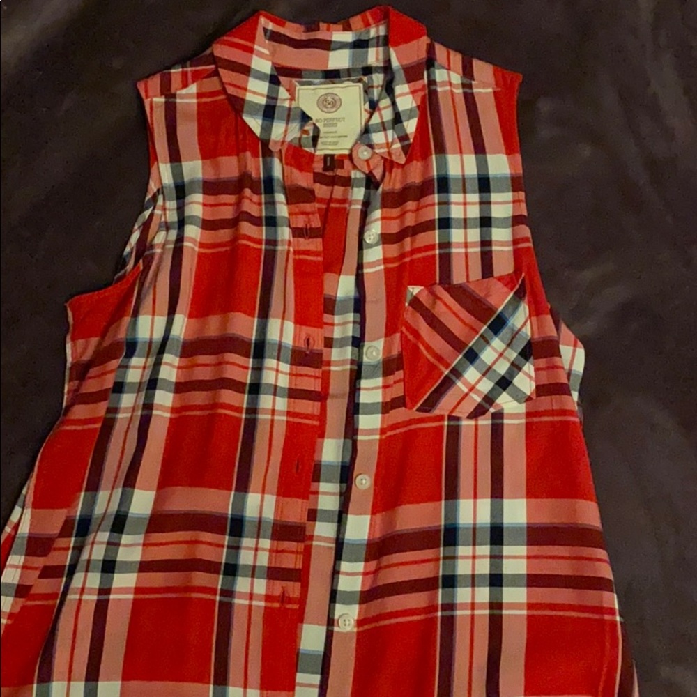 Red and Blue Flannel in a muscle style shirt